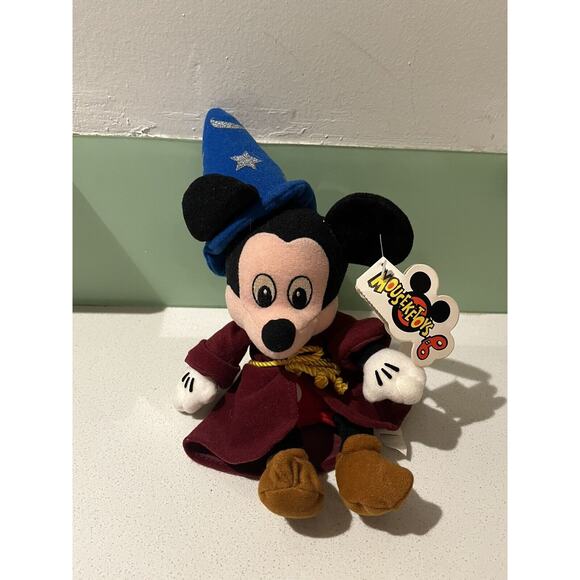 VTG Disney Store Mini Bean Bag Sorcerer Mickey Mouse 8” Beanie Plush Toy NWT - Picture 3 of 7